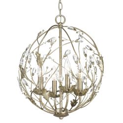 Sorpresa Collection 4-Light Gilded Pewter Pendant with Crystal Glass Accents