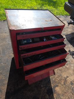 Vintage Snap-on KRA-377A Rolling Tool Cabinet Red Toolbox w/ Tools
