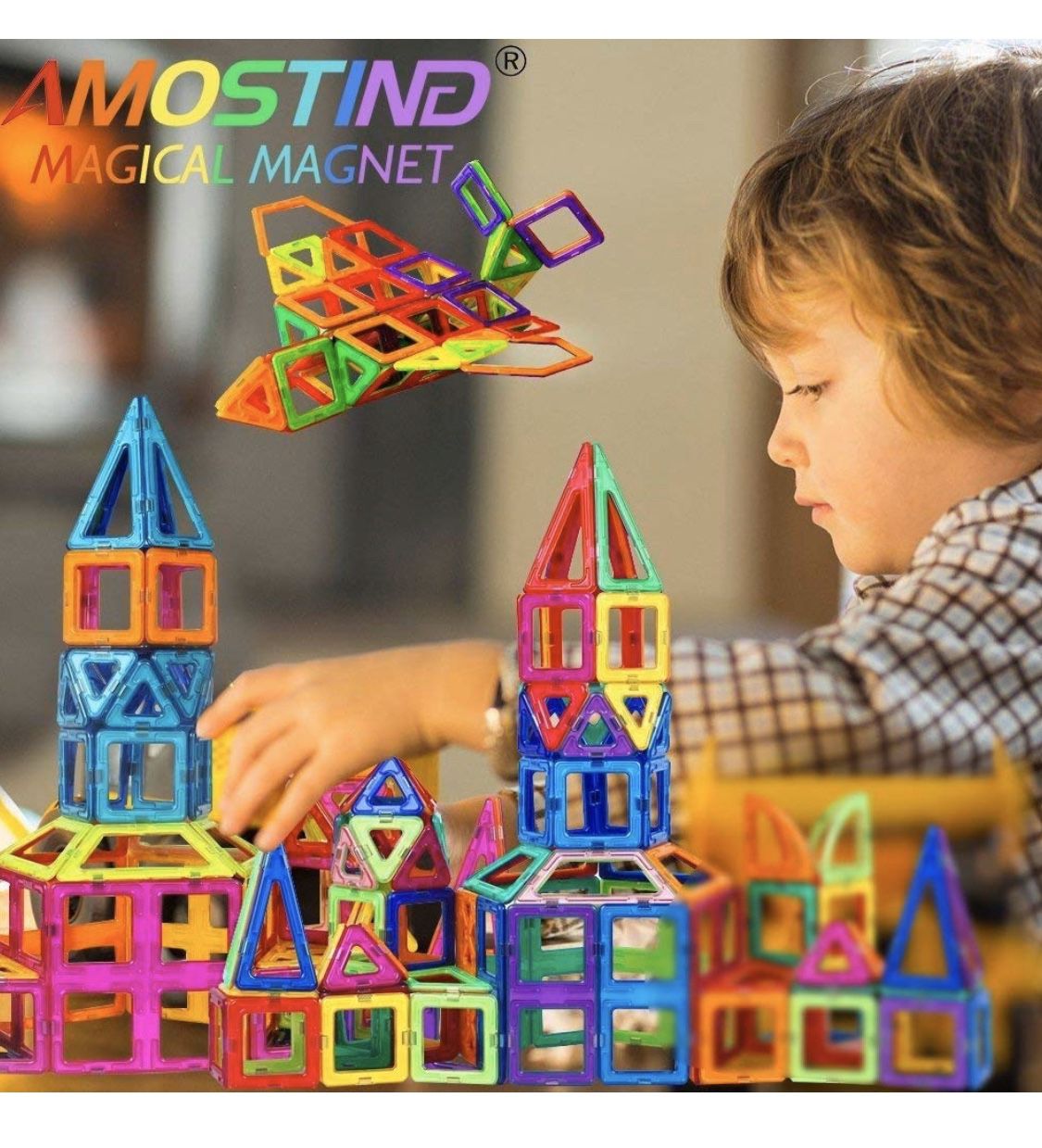 Magnetic Blocks for Kids, Magnetic Tiles Building Blocks Set STEM Educational Toys for Boys and Girls with Storage Bag - 64pcs