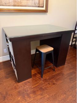 Pottery barn craft table with custom fit glass