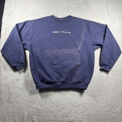 Vintage Old Navy Sweatshirt Men’s XL Blue Crewneck Logo Faded Pullover 90s #3404