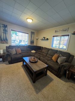 Large Dark Brown Sectional Recliner Sofa