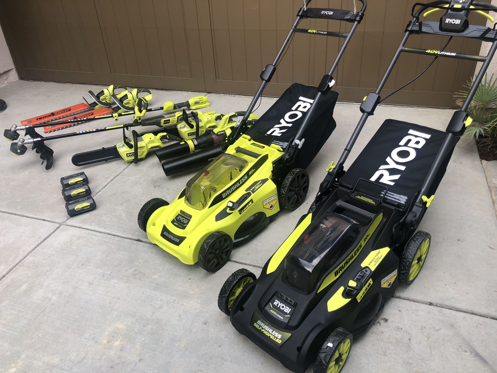 Ryobi 40V cordless lawn mower,weed eater,hedge trimmer,leaf vac,chainsaw,blower,NEW!