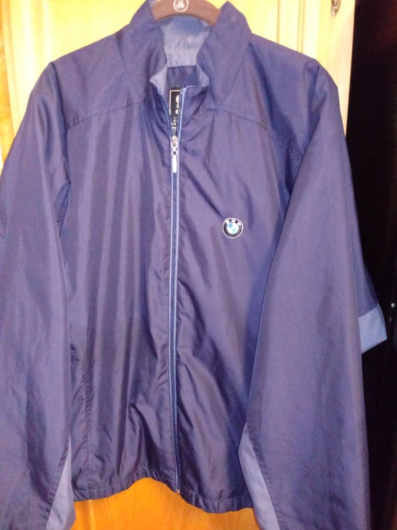 Dark blue and grey BMW embroidered logo wind breaker xl