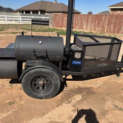 BBQ Pit Smoker And Flat Iron Grill Trailer 