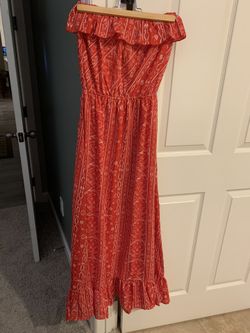 Dress- Strapless Red with white stripes- NEW