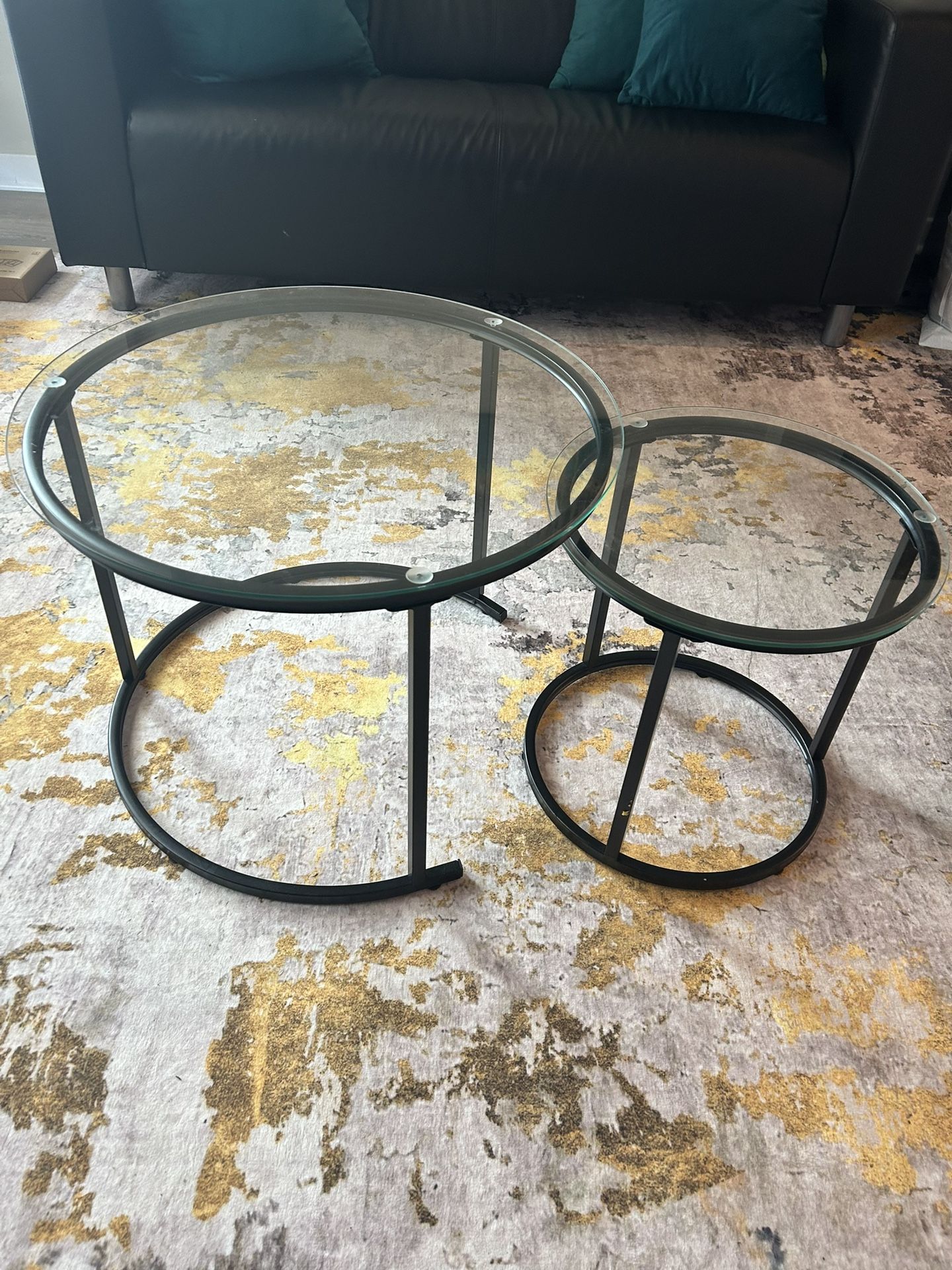 **PICK UP ON JUNE 27th Or JUNE 28th*** Modern Nesting Glass Coffee Tables - Set of 2