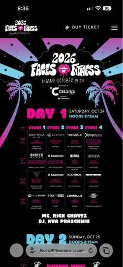 Faces of fitness 2 day pass 10/24 & 10/25
