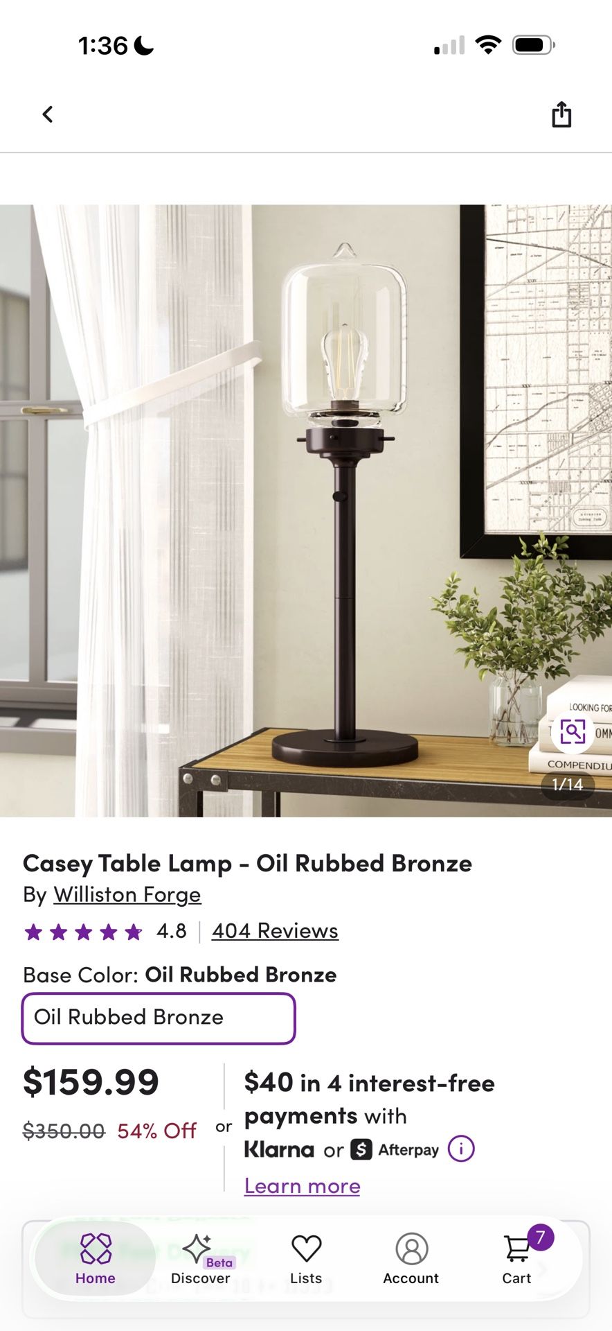 Table Lamp Edison $60