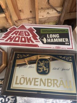 Beer sign and mirrors