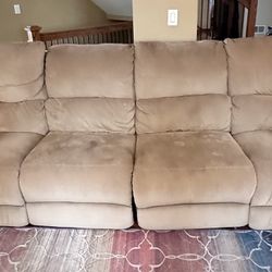 Four-Seat electric reclining sofa with USB ports on each side. Two end tables included.