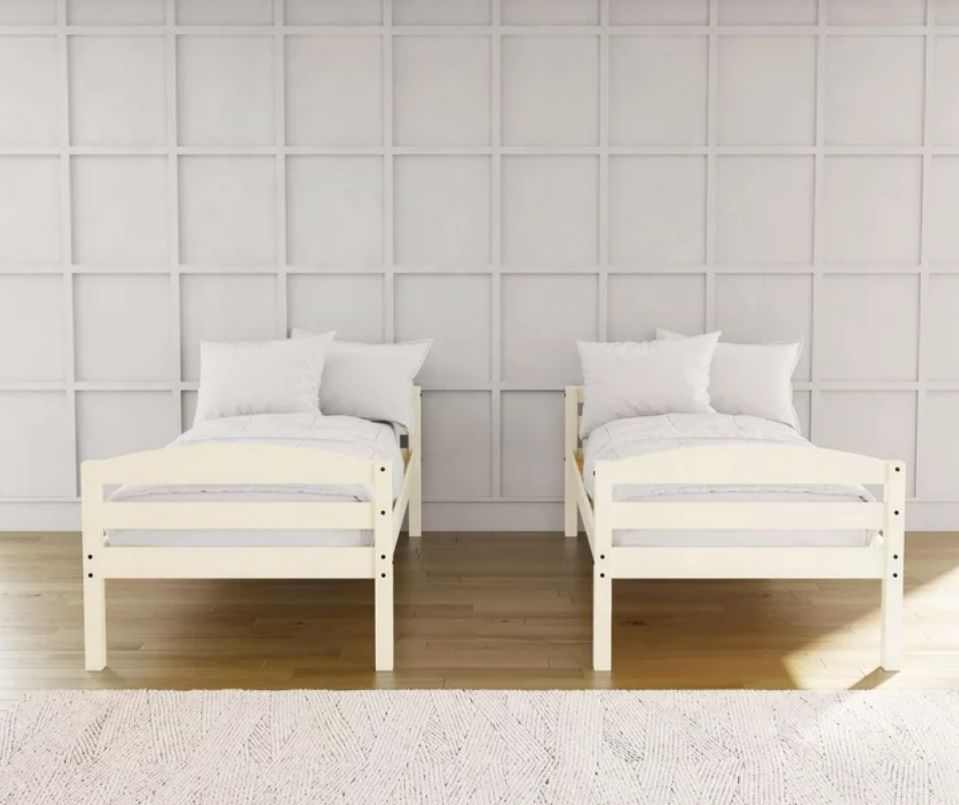 Two Twin Beds White Frame Only