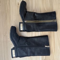 Women's Vince Camuto Moto Black Leather Sz 8