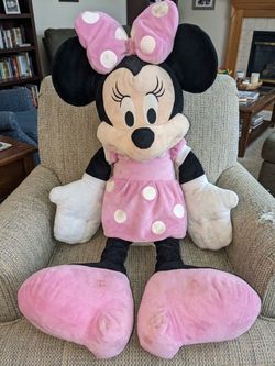 Giant Disney Minnie Mouse Plush Just Play Pink Polka Dot Jumbo Stuffed Animal