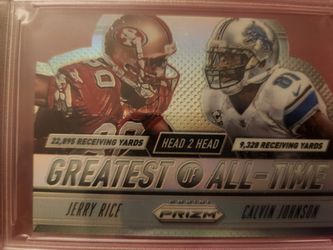 2014 panini prizm head 2 head G.O.A.T -prizm J.RiCE/C.JOHNSON psa 8 pop4