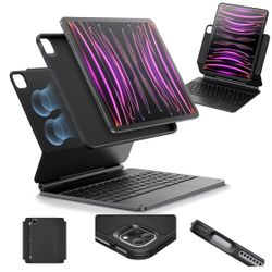 ESR iPad Pro 12.9 Case with Keyboard, Easy-Set Magnetic Stand, Portrait/Raised Modes for iPad iPad Pro 12.9 (2022/2021/2020/2018), Removable Protectiv