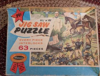 Vintage Jigsaw Puzzle Spanish-American War Teddy Roosevelt Whitman Children's