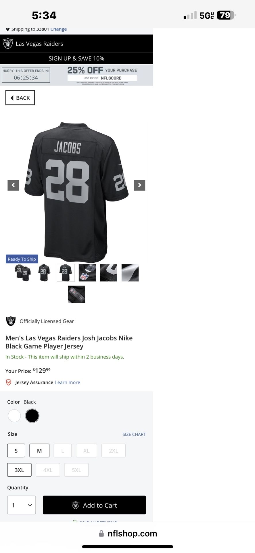 Nike Las Vegas Raiders Josh Jacobs Black #28 Game Jersey Men's Size Medium  for Sale in Santa Fe Springs, CA - OfferUp