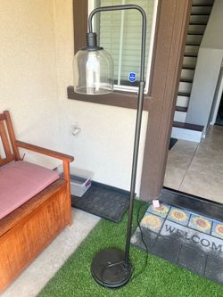 Industrial Floor Lamp with Glass Shade