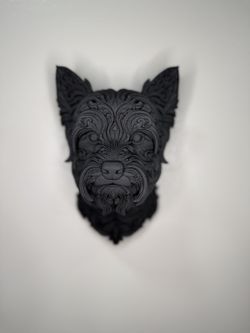 Yorkshire Terrier Wall-Head — Matte Black | 3D Printed Wall Decor