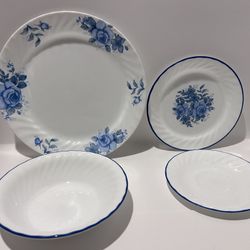 CORELLE BLUE VELVET ROSE SWIRL Dish Set (42 pieces)