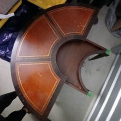 Vintage Half Moon Full Moon Leather Insert Table