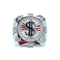 925 Sterling Silver CZ Dollar Sign Ring 8.40g Size 10 198514/8