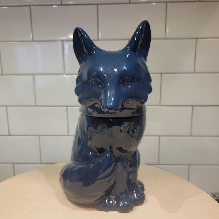 Threshold Navy Blue Fox Cookie Jar – Stoneware Canister