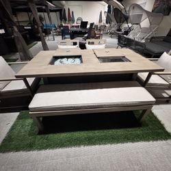 6pc Table Set With Ice Chest And Firepit 