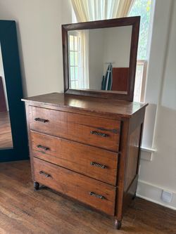 Wood Dresser with attached Mirror