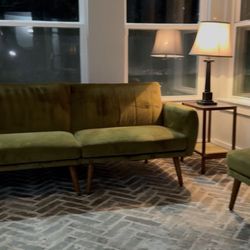 Mid Century Style Green Sofa/Futon