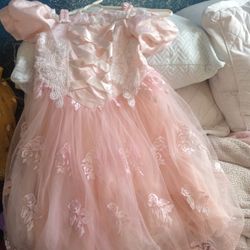 Beautiful GirlPink Rose Lace And Floral Dress Size 6/7