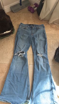 Light Wash Distressed Flare Jeans