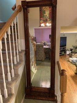 Vintage 7 ‘ Tall Solid Mahogany Ornate Wall Mirror