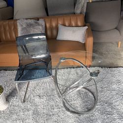 Tobia Blue Transparent Chair And Side table 