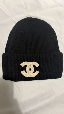 Black designer beanie