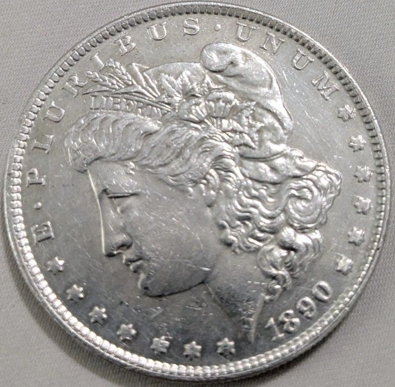 1890 CARSON CITY MORGAN SILVER DOLLAR AU DETAILS "CLEANED"