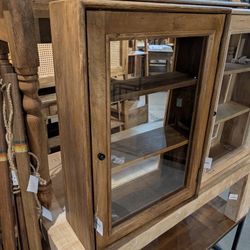 Mango Wood And Glass Medicine Cabinet In Natural 