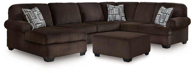 Kimlee Chocolate 3-Piece Sectional and Ottoman
