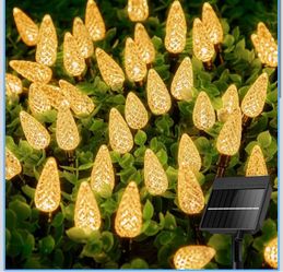 Minetom C6 Solar Christmas Lights Outdoor, 50 LED 22.64FT, Warm White Solar Powered & 8 Lighting Modes, IP65 Waterproof Outdoor String Lights for Chri