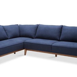 Mid Century Modern Navy sectional couch in close to perfect connection