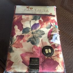 NEW~Fabric Tablecloth~Harvest Festival 60in x 144in oblong tablecloth with autumn leaf design