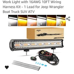 20 Inch LED Light Bar 420W 6 Modes Amber White Strobe Light, Off-Road Driving Light Spot Flood Combo Work Light with 16AWG 10FT Wiring Harness Kit - 1