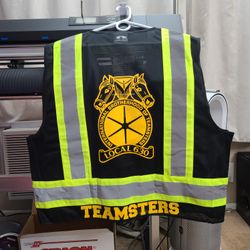 TEAMSTERS Union Safety Vest (Local 630) - Black w/Yellow Vinyl Decals
