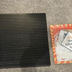 12x12” Black Letter Board with Letters & Stands