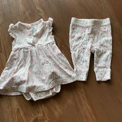 Set Of Baby Girl Dress N Pants - 3m - Carter’s