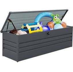 New in Box 260 Gallon Metal Deck Box Waterproof Extra Large Outdoor Stroage Box