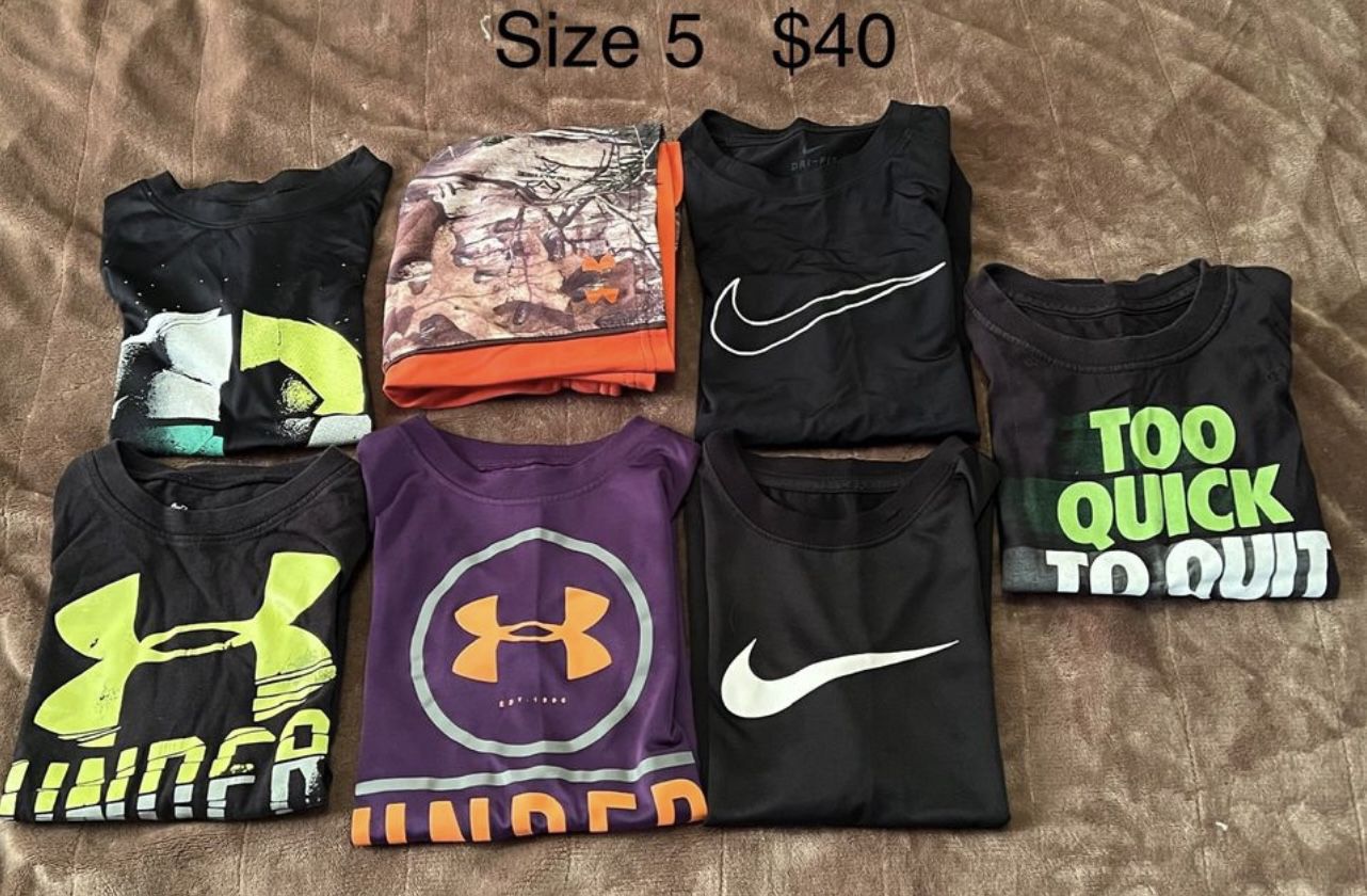 Boys Underarmour, Nike Shirts, Shorts Sz 5
