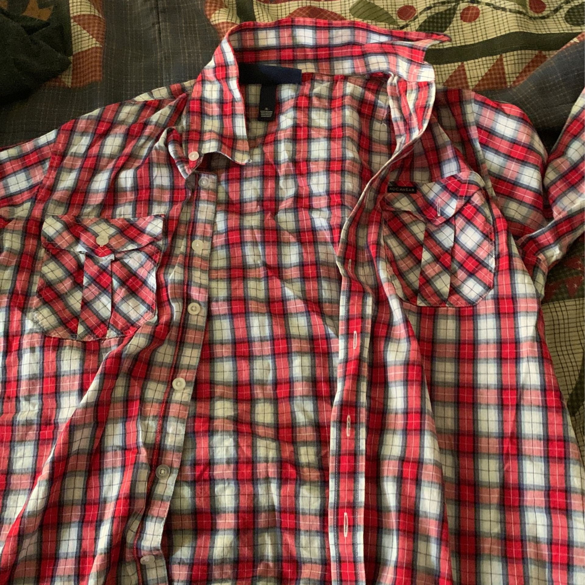 Rocawear XL plaid Red Dress Shirt Men’s 