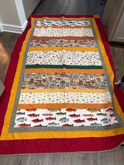 Handmade Fishing and Outdoors Theme Quilt